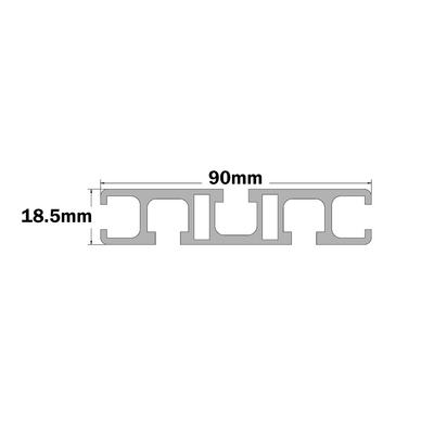 10-9018.5-0-48IN MODULAR SOLUTIONS EXTRUDED PROFILE<br>90MM X18.5MM, CUT TO THE LENGTH OF 48 INCH